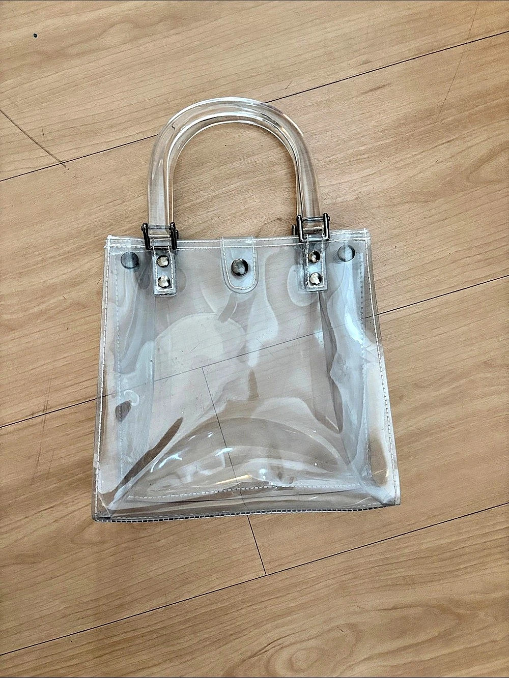 Clear Tote Bag with Silver-Tone Hardware